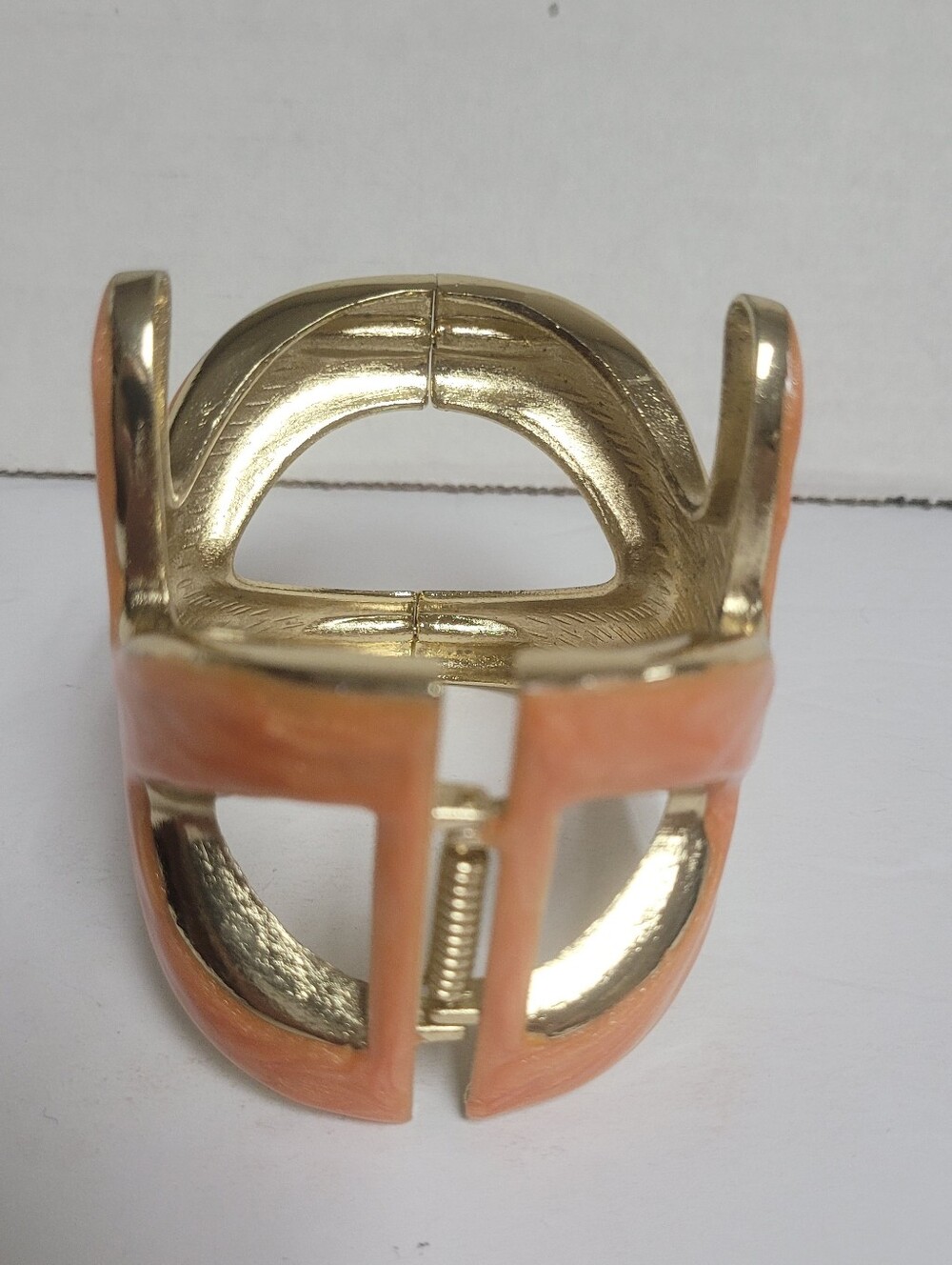 Orange And Gold Enamel Star Fish Cuff Bracelet - Picture 4 of 7